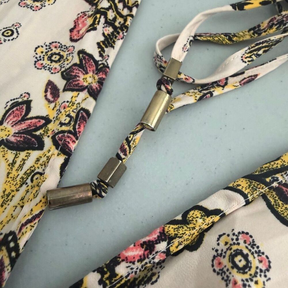 Free People Arzel Boho Peasant Paisley Dress Long Balloon Sleeve V-Neck Tea Sz S - Picture 10 of 14